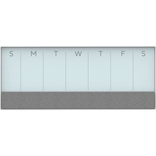 U Brands Magnetic Weekly Calendar Glass Dry Erase Board, Only for use with HIGH Energy Magnets, 14.25 x 35 Inches, White Aluminum Frame (3199U00-01) - 35" Height x 14.25" Width x 1" Depth - White Glass Surface - Stain Resistant, Ghost Resistant, Magnetic, Calendar, Dry Erase Surface, Felt Strip - White Aluminum Frame - 1