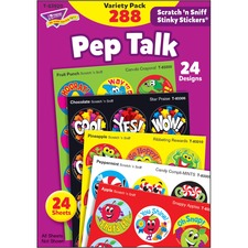 Trend Pep Talk Scratch 'n Sniff Stinky Stickers - Unicorn, Country Critters, Ribbeting Rewards, Candy Compli-MINTS, Snappy Apples, Star Praise Shape - Acid-free, Non-toxic, Photo-safe, Scented - 5.88" Height x 4.13" Width x 0.19" Length - Multicolor - 288 / Pack