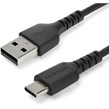 StarTech.com 2m USB A to USB C Charging Cable - Durable Fast Charge & Sync USB 2.0 to USB Type C Data Cord - Aramid Fiber M/M 3A Black - USB A to USB C charging cable w/ aramid fiber sheltering the heavy duty cord from stress of bends & pulls - High quality USB 2.0 cable w/extended strain relief withstands 10000 bend cycles at 180 degree angle - Up to 3A for fast charging