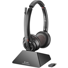 Plantronics Savi S8220-M C Headset - Stereo - Wireless - DECT 6.0 - 590.6 ft - 32 Ohm - 20 Hz - 20 kHz - Over-the-head - Binaural - Supra-aural - Noise Cancelling Microphone - Noise Canceling
