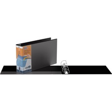 QuickFit Deluxe 11x17 Binder - 3" Binder Capacity - Tabloid - 11" x 17" Sheet Size - D-Ring Fastener(s) - Inside Front & Back Pocket(s) - Black - Recycled - Heavy Duty, Ink-transfer Resistant, Spine, Locking Ring - 1 Each