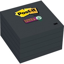 Post-itÂ® Super Sticky Adhesive Note - 3" x 3" - Square - 30 Sheets per Pad - Black - Paper - Sticky, Recyclable, Removable, Adhesive - 5 / Pack