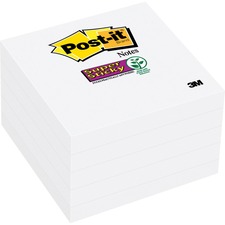 Post-itÂ® Super Sticky Adhesive Note - 3" x 3" - Square - 30 Sheets per Pad - White - Paper - Sticky, Recyclable, Removable, Adhesive - 5 / Pack