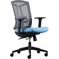 Heartwood Echo Mid Back Chair - Blue Fabric Seat - Gray Back - Mid Back - 5-star Base - Armrest - 1 Each