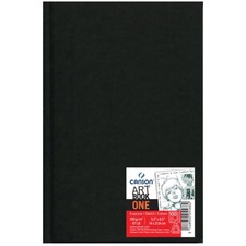 Canson One Art Book - 100 Sheets - Black Cover - Smudge Resistant, Textured, Bend Resistant, Foldable, Acid-free, Durable, Erasable, Hard Cover - 1 Each