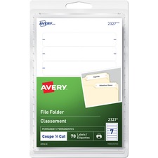 Avery® File Folder Labels for Laser and Inkjet Printers, 3½" x ?, White - 19/64" Height x 3 1/2" Width - Permanent Adhesive - Rectangle - Inkjet, Laser - White - 7 / Sheet - 10 Total Sheets - 70 / Pack
