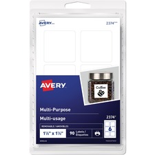 Avery® Multi-Purpose Removable Labels - 1 1/2" Height x 1 1/2" Width - Removable Adhesive - Square - Inkjet, Laser - White - 6 / Sheet - 15 Total Sheets - 90 / Pack