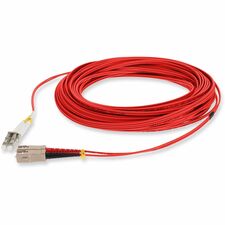 AddOn 20m LC (Male) to SC (Male) Red OM4 Duplex Fiber OFNR (Riser-Rated) Patch Cable