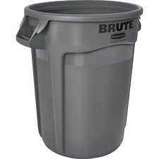 Rubbermaid Commercial Brute 32-Gallon Vented Containers - 32 gal Capacity - Round - Handle, Heavy Duty, Reinforced, UV Coated, Damage Resistant, Tear Resistant, Crush Resistant, Warp Resistant - 27.3" Height x 21.9" Diameter - Plastic - Gray - 6 / Carton