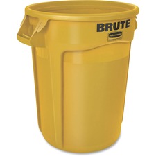 Rubbermaid Commercial Brute 32-Gallon Vented Containers - 32 gal Capacity - Round - Reinforced, Heavy Duty, Handle, Tear Resistant, Reinforced - 27.3" Height x 21.9" Diameter - Plastic - Yellow - 6 / Carton