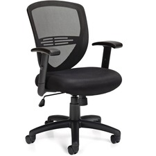 Offices to GoÂ® Petra Tilter Chair - Black Fabric Seat - Black Mesh Fabric Back - Medium Back - 5-star Base - Black - 1 Each