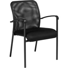 Offices to Go® Dash Guest Chair - Fabric Seat - Mesh Back - Steel Frame - Black - Armrest - 1 Each