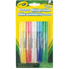 Crayola 5 Washable Glitter Glue - Project, Home, Classroom, Journal, Scrapbooking - 5 Piece(s) - Assorted