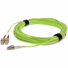 AddOn 15m LC (Male) to SC (Male) Straight Lime Green OM5 Duplex Fiber OFNR (Riser-Rated) Patch Cable