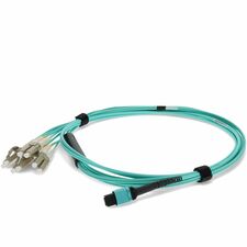 AddOn 3m MPO (Female) To 4xLC (Male) 8-strand Aqua OM4 Duplex LSZH LOMM Fanout Cable