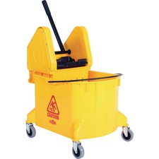 Globe 40 Qt Downpress Buckets And Wringers - 40 Qt / Yellow - 37.85 L - Caster, Heavy Duty - 34" (863.60 mm) x 16.50" (419.10 mm) - Yellow - 1 / Pack