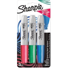 Sharpie Metallic Ink Chisel Tip Permanent Markers - Chisel Marker Point Style - Multi - 3 / Pack