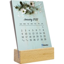 REDC6422 - Blueline Wood Base Desk Calendar