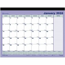 Blueline Magnetic Monthly Desk Pad - Monthly - 12 Month - January 2024 - December 2024 - 1 Month Single Page Layout - Twin Wire - Multi - Chipboard - 8.5" Height x 11" Width - Reinforced, Sturdy, Reference Calendar, Notes Area, Reminder Section, Magnetic, Tear-off, Schedule Section, Event Calendar, Perforated Sheet - 1 Each