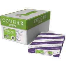 Domtar Cougar Colored Paper - White - 98 Brightness - Tabloid - 11" x 17" - 28 lb Basis Weight - Super Smooth - 4 / Box