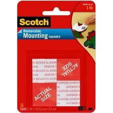 3M ScotchÂ® Wall Mounting Tabs - 1" (25.4 mm) Length x 1" (25.4 mm) Width - 1 / Pack
