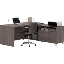 BeStar Pro-Linea L-Shaped Workstation - For - Table TopL-shaped Top - 2 Drawers - 29.8" Height x 71.1" Width x 71.1" Depth - Bark Gray - 1 Each
