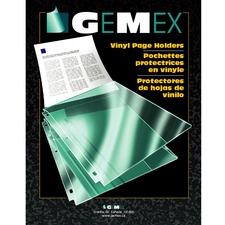 Gemex Vinyl Page Holders - 0" Thickness - For Legal 8 1/2" x 14" Sheet - 4 x Holes - Top Loading - Clear - Vinyl - 50 / Box
