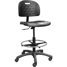 Horizon Shoptech 2000 Sitting Stool - Polyurethane Seat - Polyurethane Back - Low Back - 5-star Base - Black - 1 Each