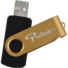 Proflash FlipFlash Flash Drive - 128 GB - USB 2.0 - Gold - 1 Each
