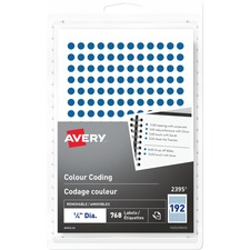 AveryÂ® Removable Colour Coding Labels Handwrite, ¼" - 1/4" Diameter - Removable Adhesive - Round - Blue - 192 / Sheet - 4 Total Sheets - 768 Total Label(s) - 768 / Pack
