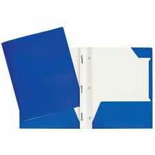 GEO Letter Report Cover - 8 1/2" x 11" - 80 Sheet Capacity - 3 x Prong Fastener(s) - 2 Internal Pocket(s) - Cardboard - Dark Blue - 1 Each