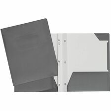 GEO Letter Portfolio - 8 1/2" x 11" - 80 Sheet Capacity - 3 x Prong Fastener(s) - 2 Internal Pocket(s) - Cardboard - Gray - 1 Each