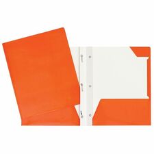 GEO Letter Portfolio - 8 1/2" x 11" - 80 Sheet Capacity - 3 x Prong Fastener(s) - 2 Internal Pocket(s) - Cardboard - Orange - 1 Each