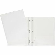 GEO Letter Portfolio - 8 1/2" x 11" - 80 Sheet Capacity - 3 x Prong Fastener(s) - 2 Internal Pocket(s) - Cardboard - White - 1 Each