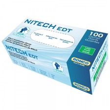 RONCO NITECH EDT Examination Gloves - XXL Size - For Right/Left Hand - Blue - Disposable, Powder-free, Latex-free, Sweat Resistant - For Food, Medical, General Purpose, Automotive, Dental, Paramedic, Food Preparation, Food Service, Laboratory, Clinical, Veterinary, ... - 100 / Box - 5 mil (0.13 mm) Thickness