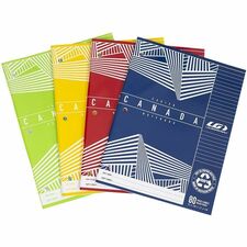 Louis Garneau Canada Notebook - 40 Sheets - 80 Pages - Ruled - 3 Hole(s) - 11" x 8"Laminated - Hole-punched - 1 Each