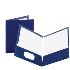 Oxford Showfolio Letter Portfolio - 8 1/2" x 11" - 100 Sheet Capacity - 2 Pocket(s) - Navy - 10 / Pack