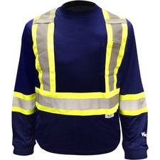 Viking Safety Cotton Lined Long Sleeve Shirt - Recommended for: Warehouse, Outdoor - Breathable, High Visibility, Reflective, Non-irritating, Hook & Loop, Pocket, Comfortable - Medium Size - Ultraviolet Protection - Strap Closure - Cotton, Polyester - Blue - 1 Each