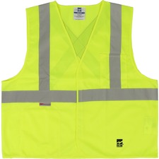 Viking Open Road Solid Safety Vest - Recommended for: Flagger, Construction, School - Machine Washable, Multiple Pocket, Hook & Loop Closure - Large/Extra Large Size - Polyester - Lime, Orange - 1 Each