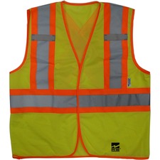 Viking Open Road BTE Safety Vest - Recommended for: Flagger, Construction, School - Machine Washable, Reflective, Hook & Loop Closure, Comfortable, Breathable - Small/Medium Size - Strap Closure - Mesh - Lime - 1 Each