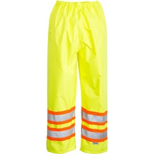 Viking Trilobal Ripstop Waterproof Pants - Recommended for: Flagger, Construction - Large Size - Polyester PU - Lime Green - Water Proof, Adjustable Cuff, Attached Boot, Comfortable, Ventilation, Wind Proof, Heat-sealed, Lightweight, Flexible, Pass-thru Pocket, Elasticized, ... - 1 Each