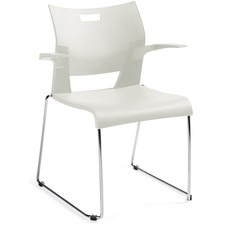 Offices To Go Duet Chair - Polypropylene Seat - Polypropylene Back - Steel Frame - Ivory - Armrest - 1 Each