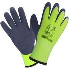 Iceberg Work Gloves - Latex Coating - XXL Size - Hi-Viz Green - High Visibility, Flexible, Lightweight, Puncture Resistant, Abrasion Resistant - For Cold Storage, Fishing, Frozen Food Handling, Freight/Transportation, Environmental Service, Distribution, Aquaculture - 6 / Pack