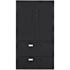 Global Multi-Stor Storage/Filing Cabinet - 36" x 18" x 65.3" - 3 x Shelf(ves) - Lateral - Lockable, Hanging Bar, Leveling Glide - Black