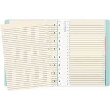 Filofax Classic Pastels Notebook - 112 Sheets - Twin Wirebound - Ruled - 8 1/4" x 5 3/4" - Cream Paper - Movable Index, Storage Pocket, Page Marker - Recycled - 1 Each