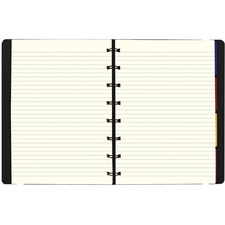 Filofax Refillable Notebook - 56 Sheets - Twin Wirebound - Ruled Margin - 9 1/4" x 7 1/4" - Cream Paper - Refillable, Elastic Closure, Storage Pocket, Page Marker, Indexed - Recycled - 1 Each