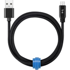 Blu Element Braided Charge/Sync Micro USB Cable 4ft Black - 4 ft Micro-USB/USB Data Transfer Cable for Wall Charger, Car Charger - First End: 1 x Micro USB 2.0 - Male - Second End: 1 x USB 2.0 - Male - Black - 1 Each