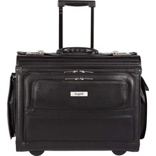 bugatti Carrying Case for 15.6" Wheel, Computer - Black - Synthetic Leather Body - Telescoping Handle - 14" (355.60 mm) Height x 18" (457.20 mm) Width x 9" (228.60 mm) Depth - 1 Each