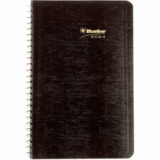 Blueline Daily Planner - Daily - January 2024 - December 2024 - 7:00 AM to 7:30 PM - Half-hourly - 1 Day Single Page Layout - 5" x 8" Sheet Size - Spiral Bound - Black - Paper - 8" Height x 5" Width - Appointment Schedule, Soft Cover, Note Page, Telephone
