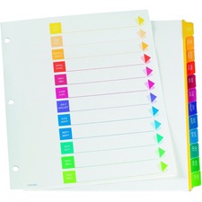 Oxford Super Rapidex Colour Coded Tab Dividers - Jan-Dec, Letter-Size, Assorted, 12/ST - 12 x Divider(s) - Printed Right Tab(s) - 1/12 - Month - Jan-Dec, Table of Contents - 12 Tab(s)/Set - 9" Divider Width x 11" Divider Length - Letter - 3 Hole Punched - Assorted Plastic Tab(s) - 1 Each